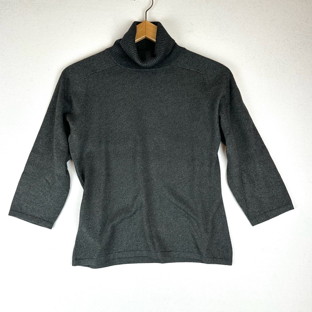 Preview Nordstrom Silk/Cashmere Blend Turtleneck Sweater 3/4 Sleeve Office